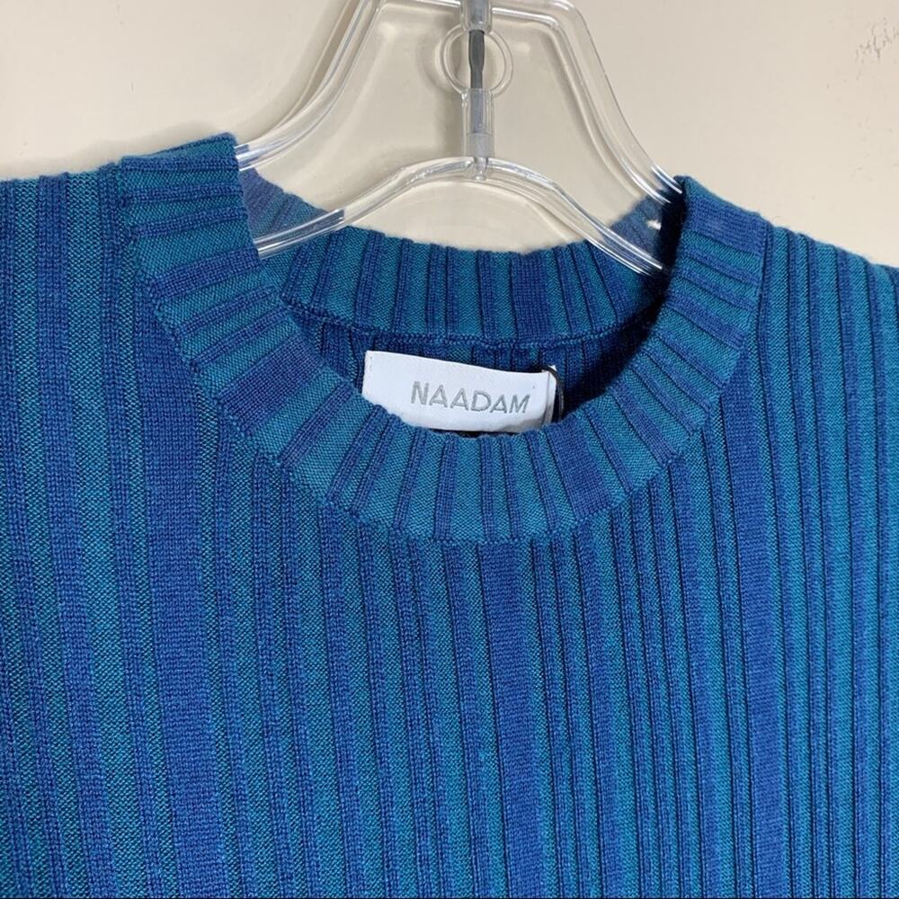 NEW Naadam Silk Cashmere Ribbed Knit Dress (Sz XS) Sleeveless Midi Maxi Blue - Picture 5 of 14